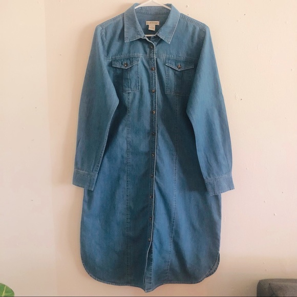 Orvis Dresses Orvis 0 Cotton Denim Button Down Dress Poshmark